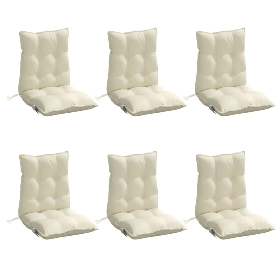 Coussins de chaise à dossier bas lot de 6 crème tissu oxford - 3