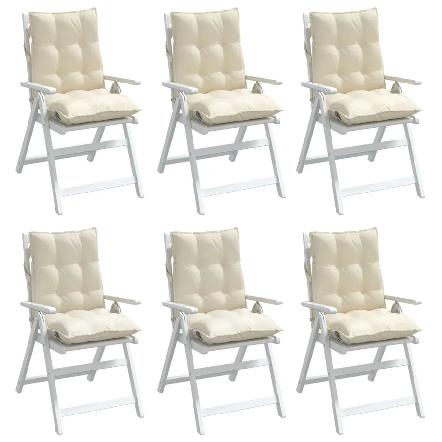 Coussins de chaise à dossier bas lot de 6 crème tissu oxford - 4