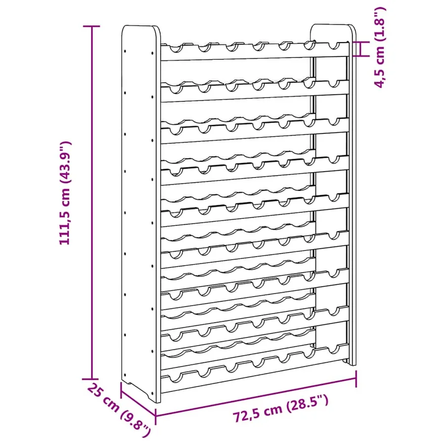 Casier à vin 72,5x25x111,5 cm Bois de pin massif - 9