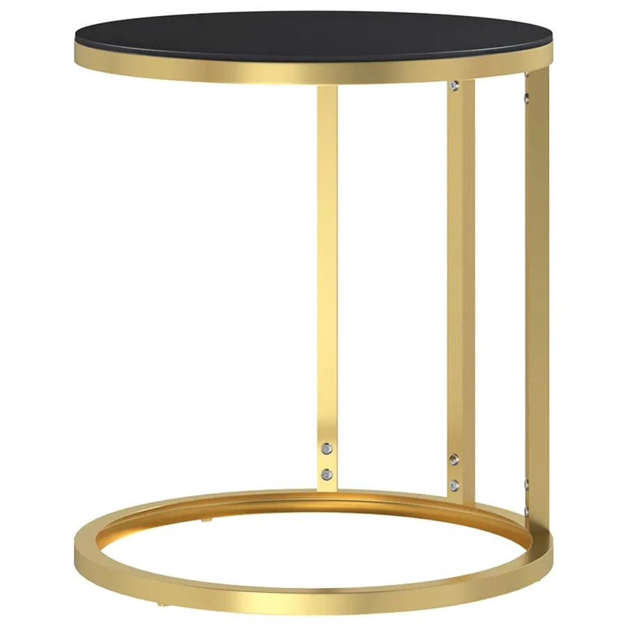 Table d'appoint Doré et noir 45 cm Verre trempé - 3