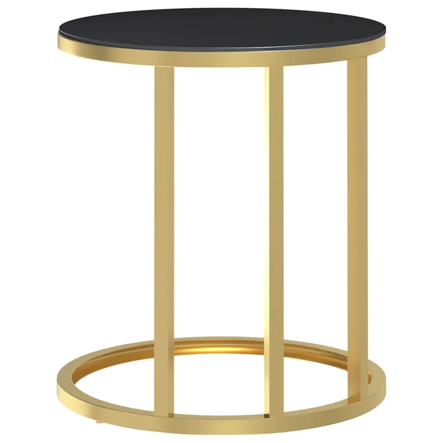 Table d'appoint Doré et noir 45 cm Verre trempé - 4