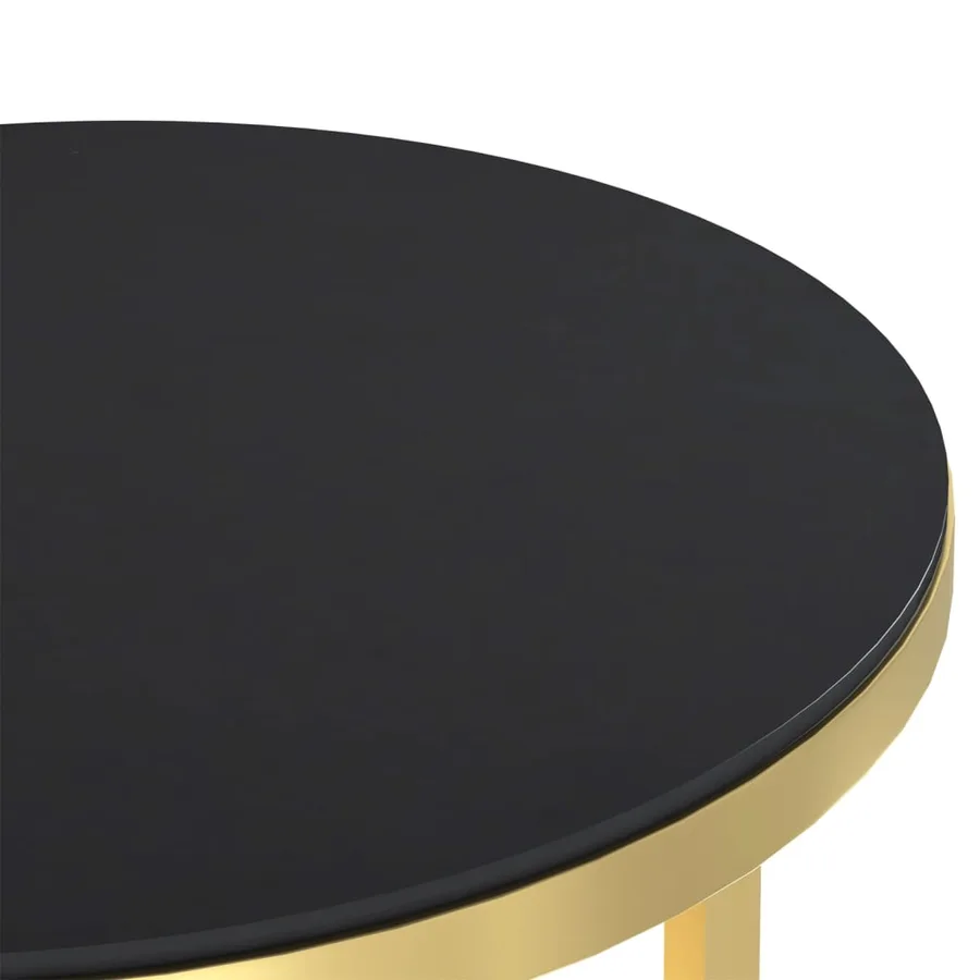 Table d'appoint Doré et noir 45 cm Verre trempé - 5