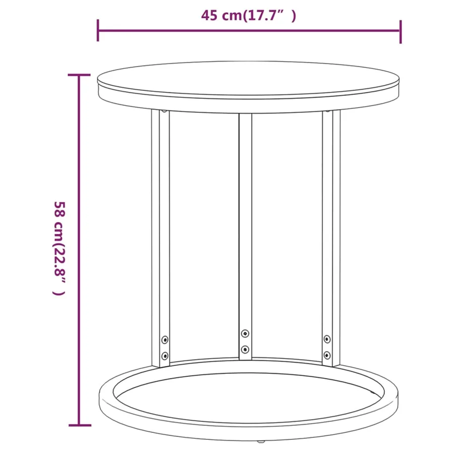 Table d'appoint Doré et noir 45 cm Verre trempé - 6
