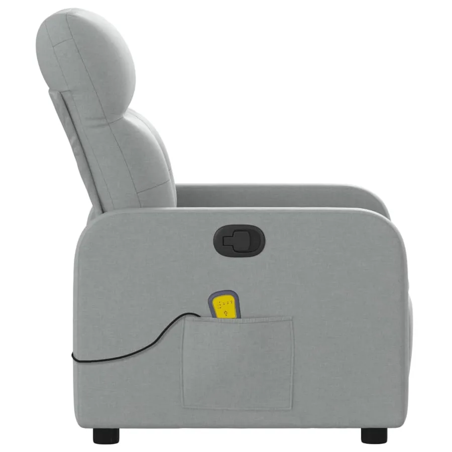 Fauteuil inclinable de massage gris clair tissu - 8