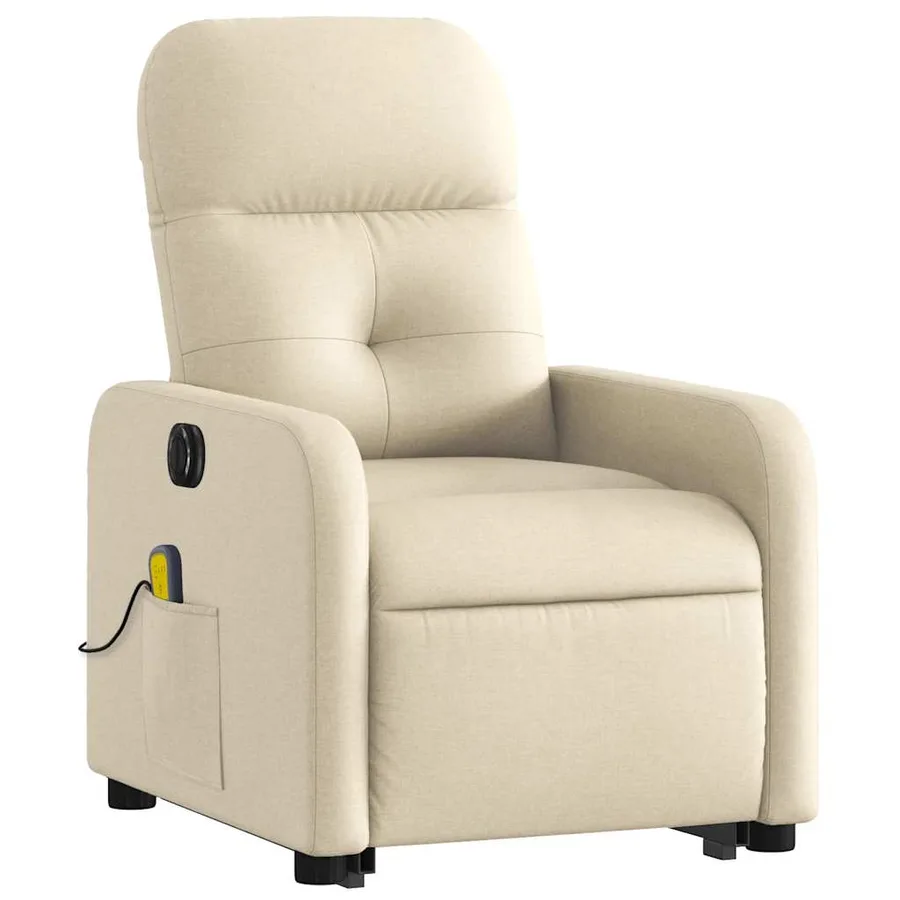 Fauteuil inclinable de massage électrique Crème Tissu - 4