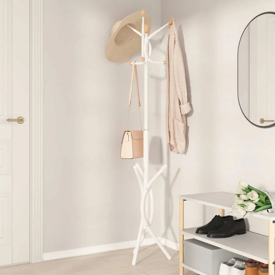 Porte-manteau blanc 176 cm fer enduit de poudre - 3