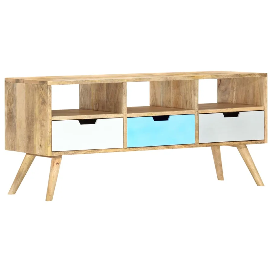 Meuble TV 110x35x48 cm Bois de manguier massif - 10
