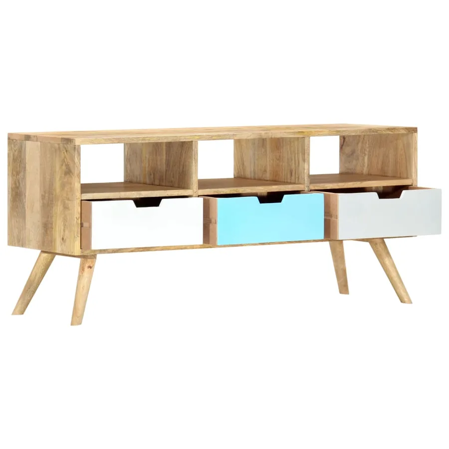 Meuble TV 110x35x48 cm Bois de manguier massif - 2
