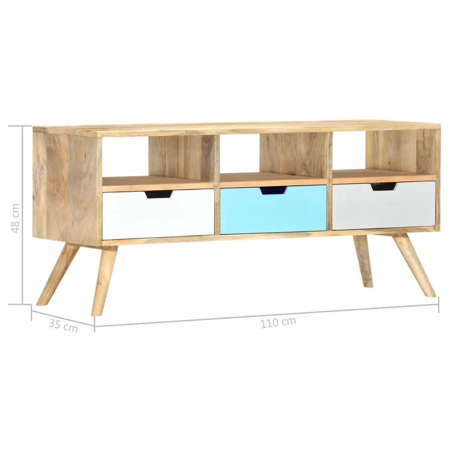Meuble TV 110x35x48 cm Bois de manguier massif - 6
