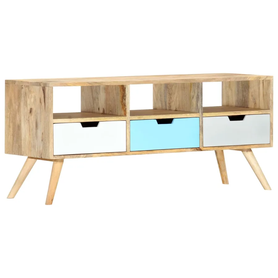 Meuble TV 110x35x48 cm Bois de manguier massif - 7