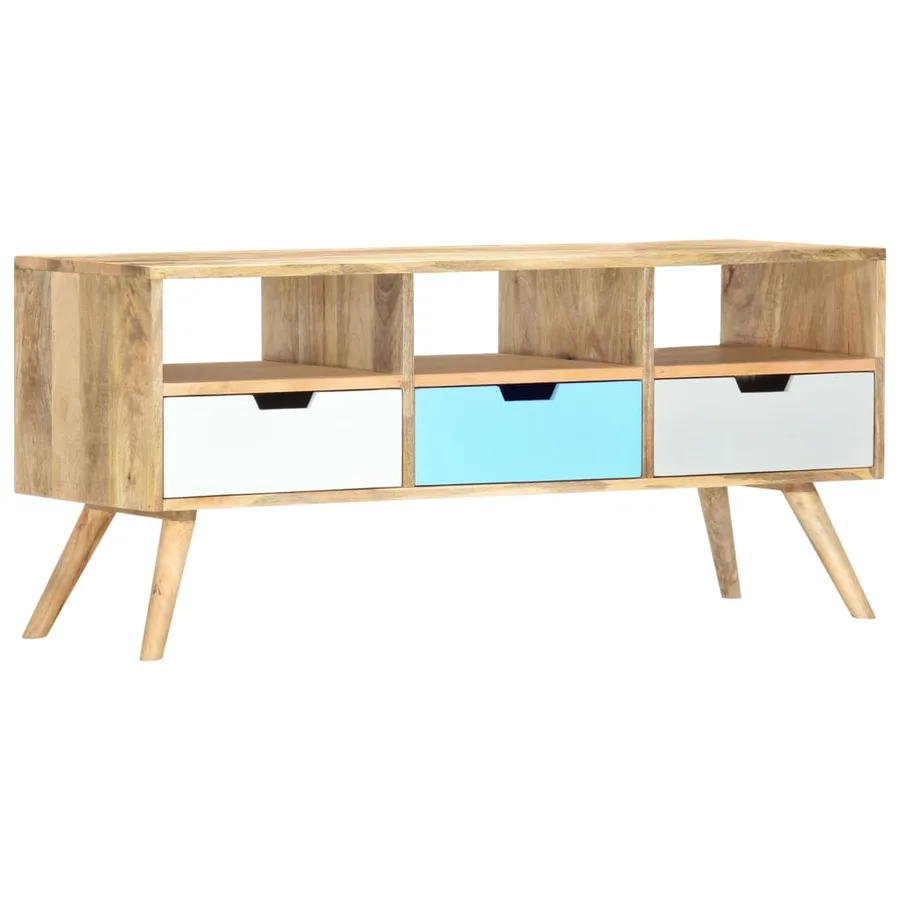 Meuble TV 110x35x48 cm Bois de manguier massif - 8