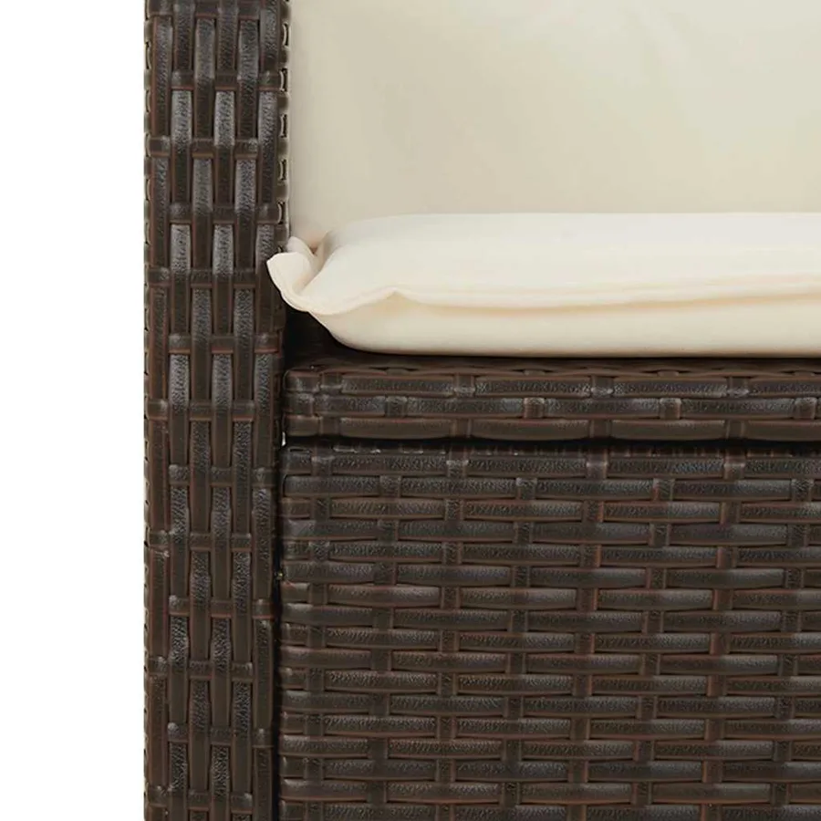 Banc inclinable de jardin avec coussins marron résine tressée - 7