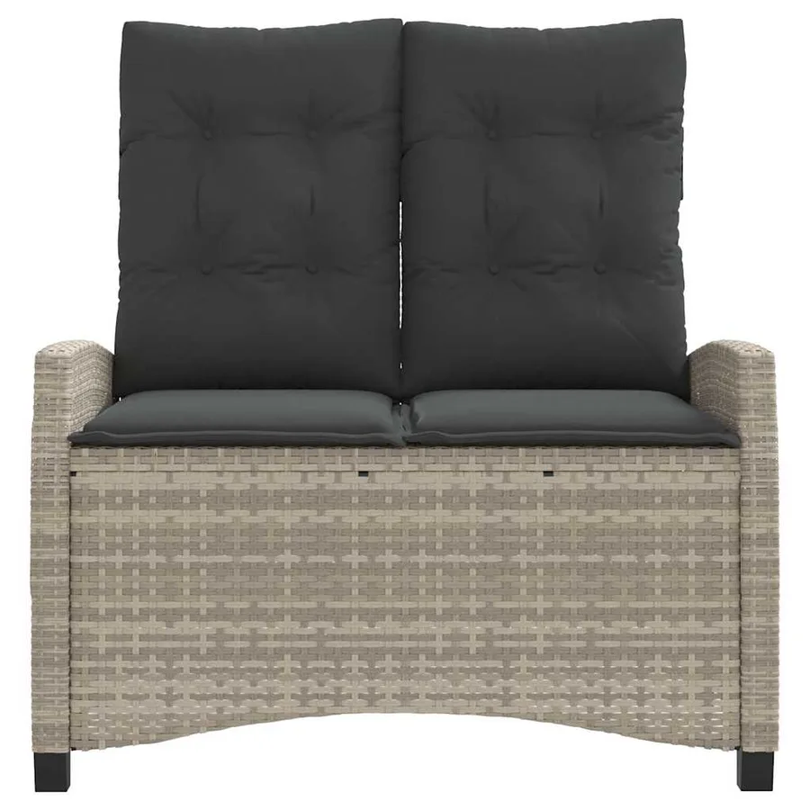 Banc inclinable de jardin et coussins gris clair résine tressée - 3