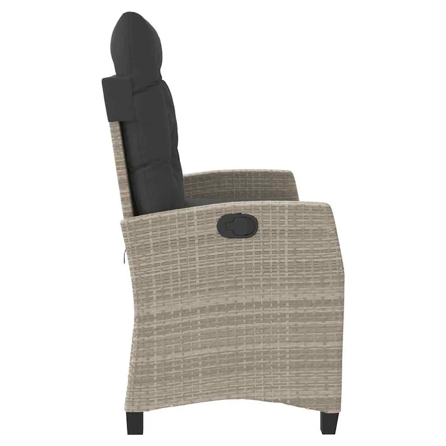 Banc inclinable de jardin et coussins gris clair résine tressée - 4