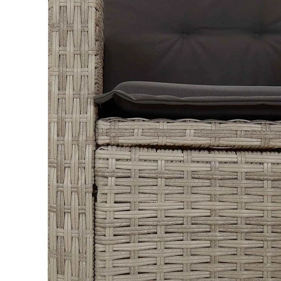 Banc inclinable de jardin et coussins gris clair résine tressée - 7