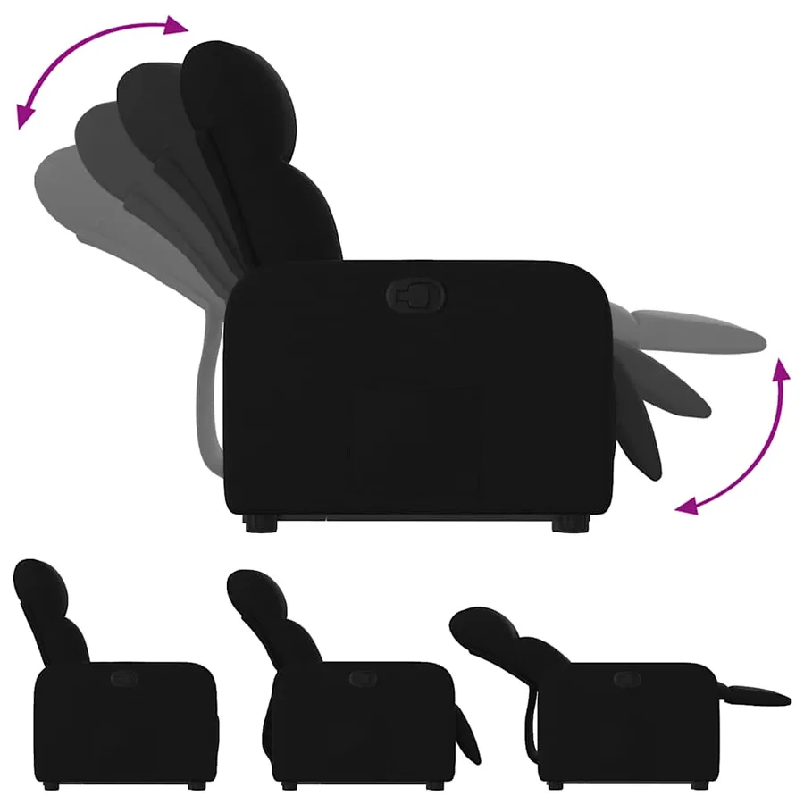 Fauteuil inclinable noir tissu - 7