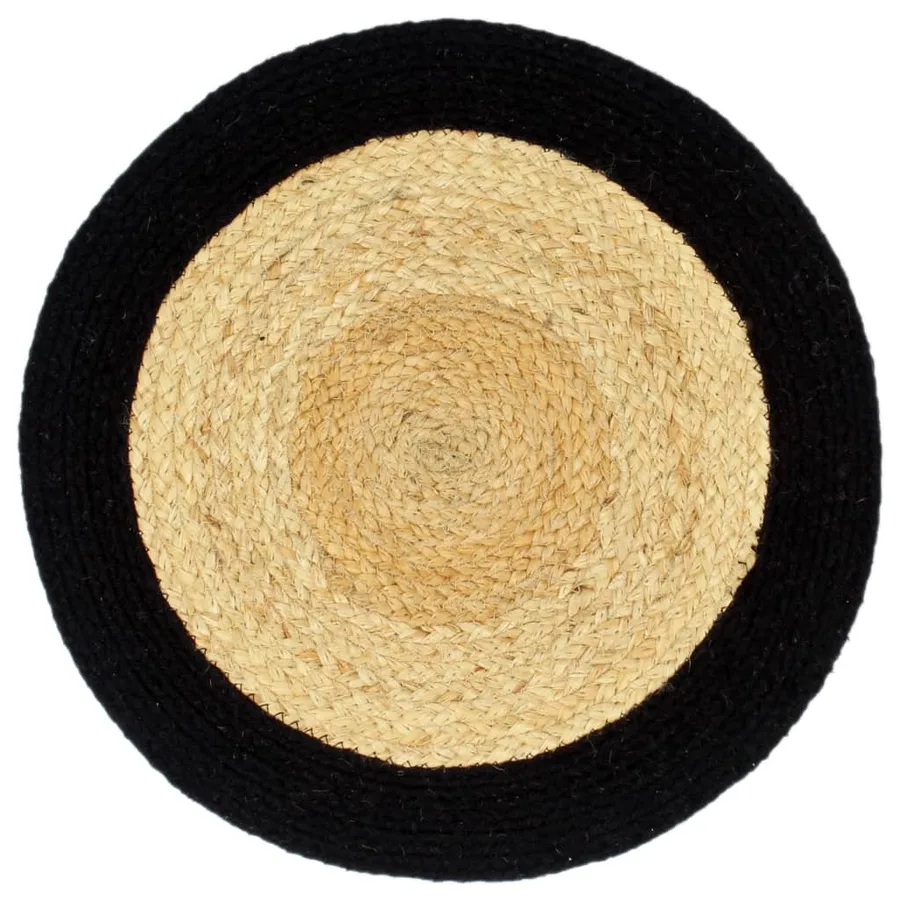 Napperons 4 pcs Naturel et noir 38 cm Jute et coton - 2