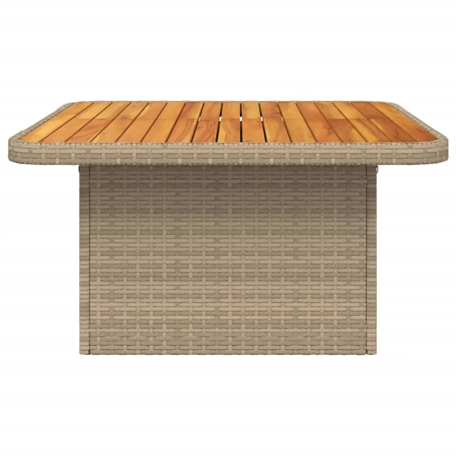 Table de jardin beige 80x80x71 cm résine tressée et bois acacia - 6