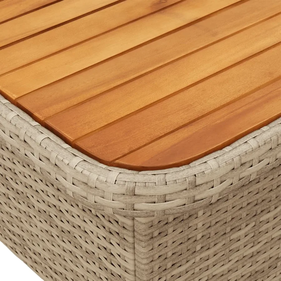 Table de jardin beige 80x80x71 cm résine tressée et bois acacia - 9