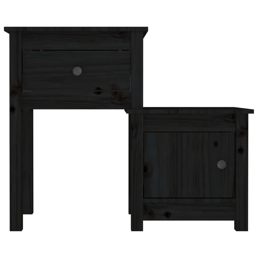 Tables de chevet 2 pcs Noir 79,5x38x65,5 cm Bois de pin massif - 5