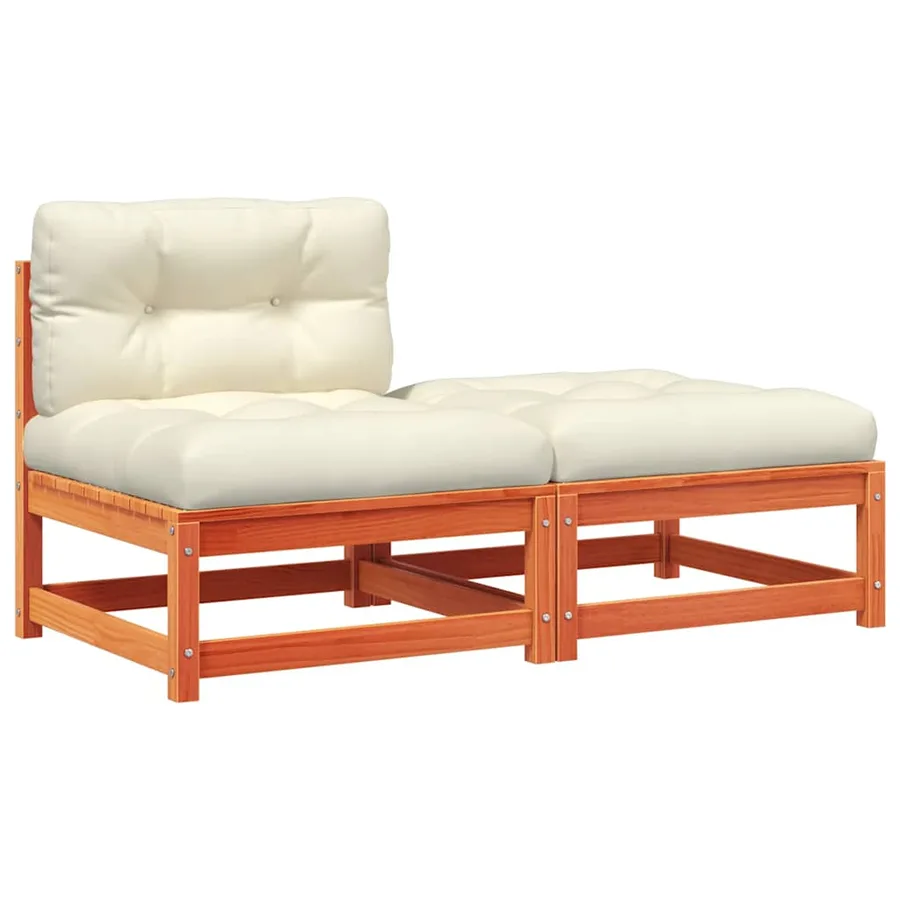 Canapé de jardin sans accoudoirs avec coussins et repose-pieds - 2