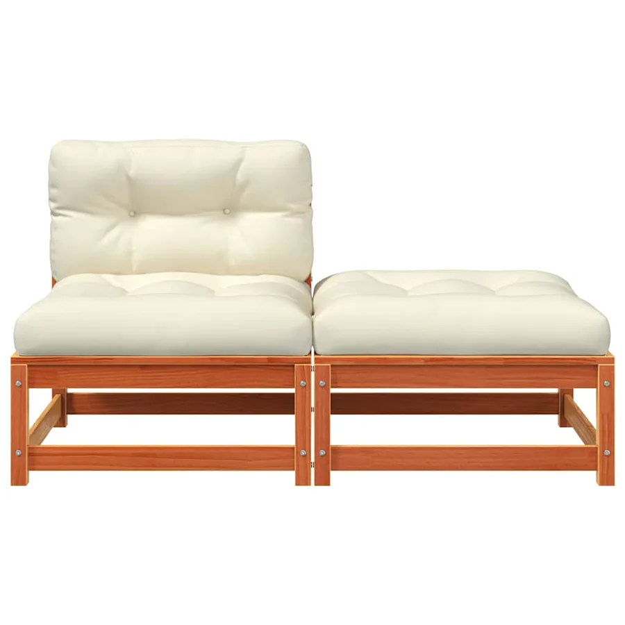 Canapé de jardin sans accoudoirs avec coussins et repose-pieds - 5