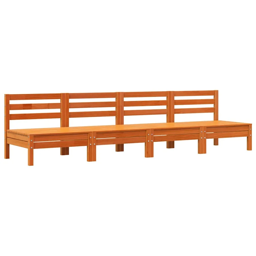 Canapés de jardin sans accoudoirs 4 pcs cire marron bois massif - 2