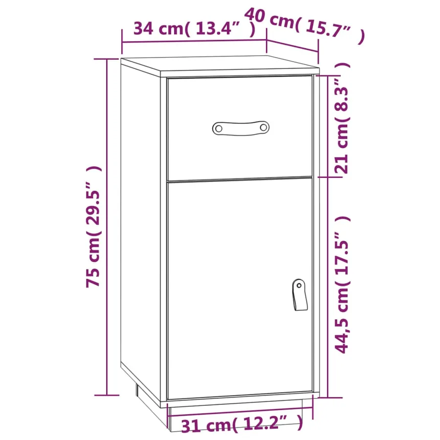 Buffet Marron miel 34x40x75 cm Bois massif de pin - 11