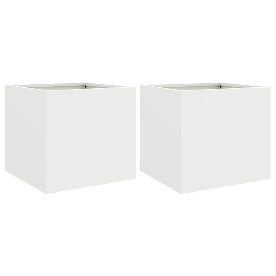 Jardinières 2 pcs blanc 32x30x29 cm acier - 2