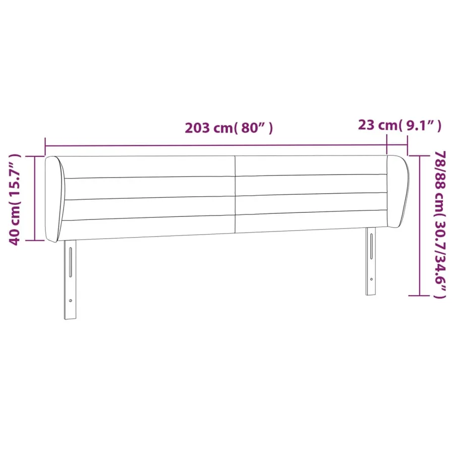 Tête de lit avec oreilles Marron foncé 203x23x78/88 cm Tissu - 9