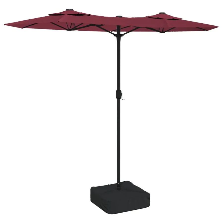 Parasol de jardin à double tête rouge bordeaux 316x145 cm - 2