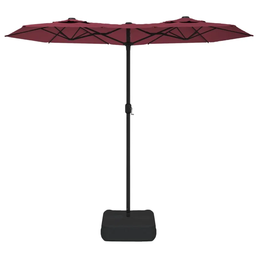 Parasol de jardin à double tête rouge bordeaux 316x145 cm - 3
