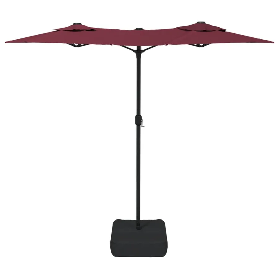 Parasol de jardin à double tête rouge bordeaux 316x145 cm - 4