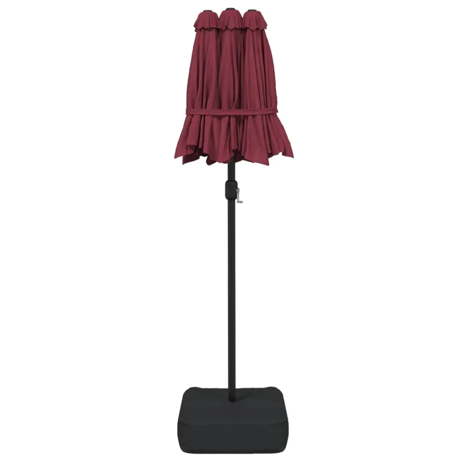 Parasol de jardin à double tête rouge bordeaux 316x145 cm - 5