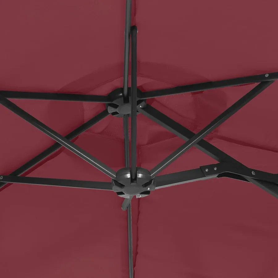 Parasol de jardin à double tête rouge bordeaux 316x145 cm - 6