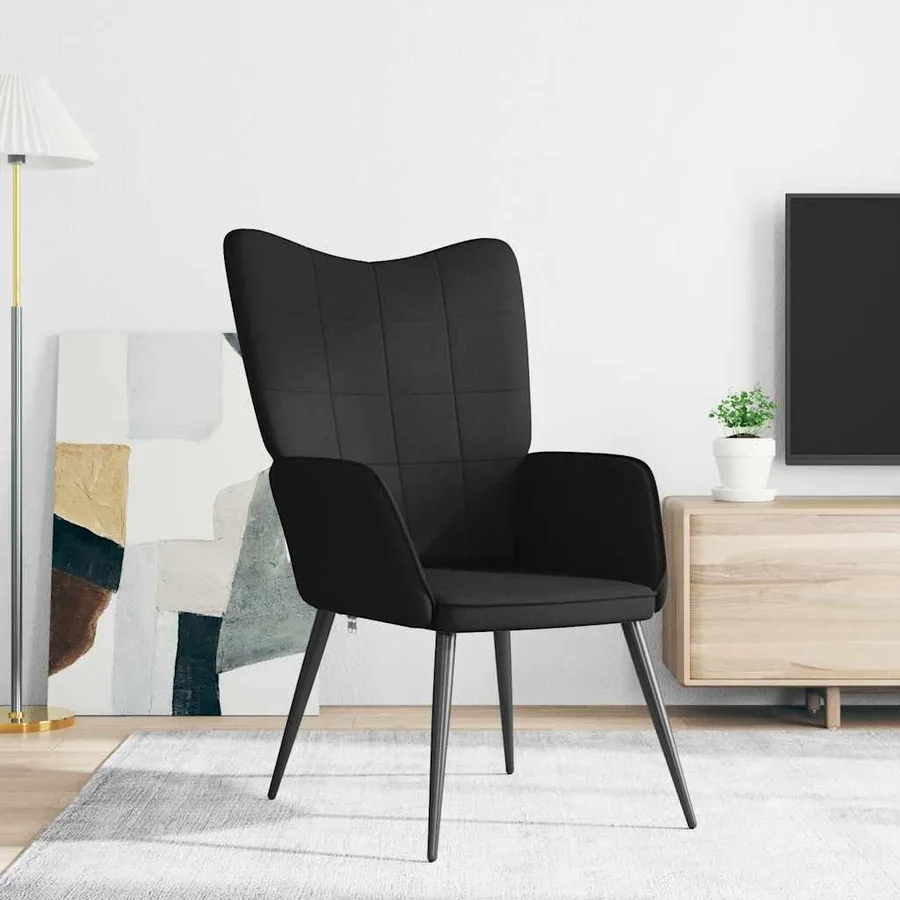 Chaise de relaxation Noir Tissu - 3