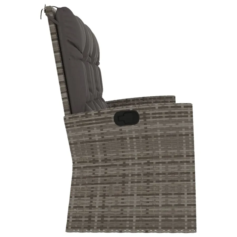 Banc de jardin inclinable et coussins gris 173cm résine tressée - 4