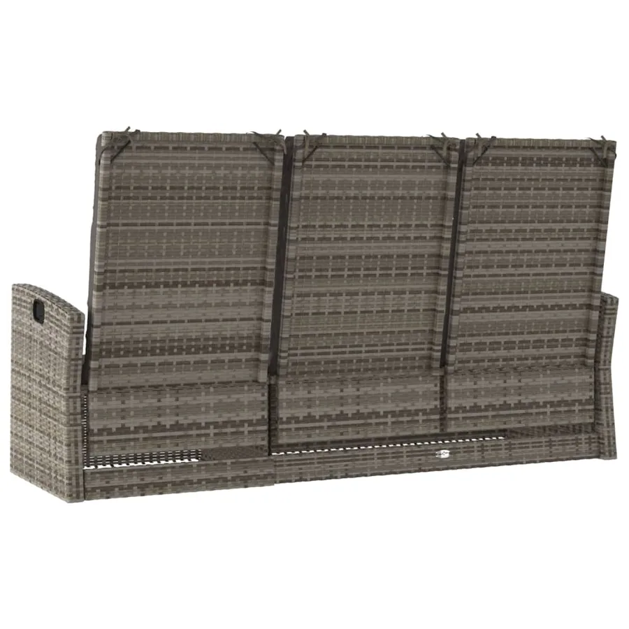 Banc de jardin inclinable et coussins gris 173cm résine tressée - 5