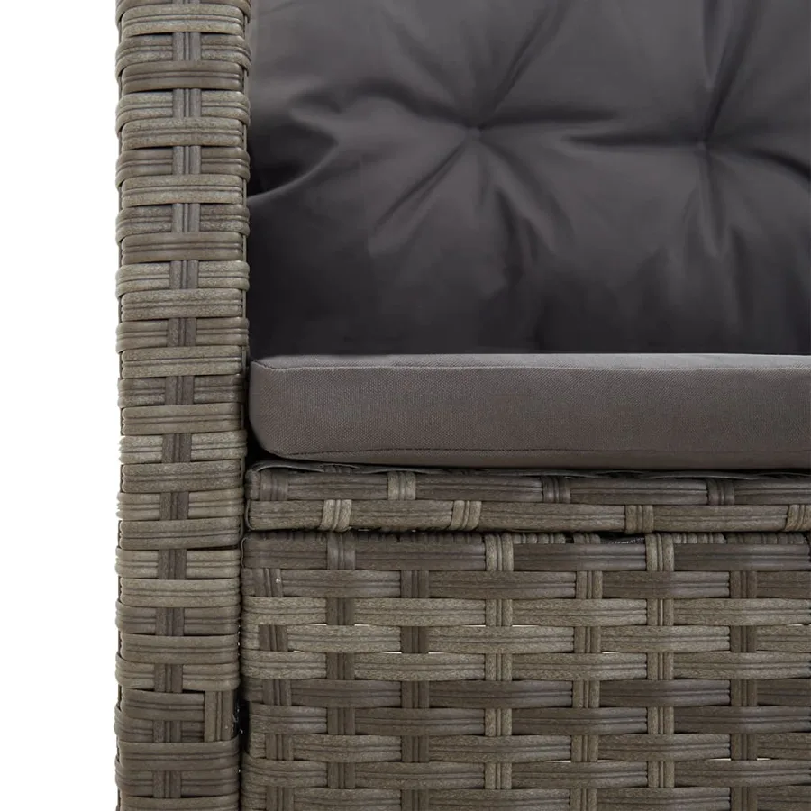 Banc de jardin inclinable et coussins gris 173cm résine tressée - 7