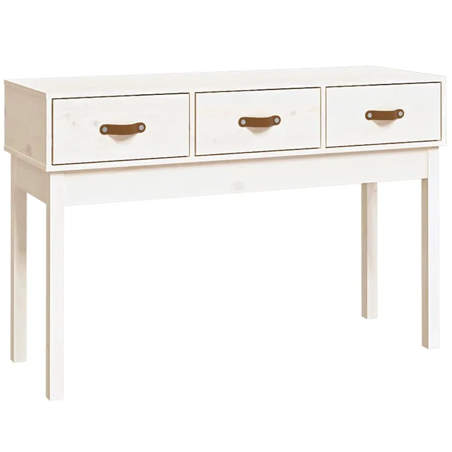 Table console Blanc 114x40x75 cm Bois massif de pin - 2