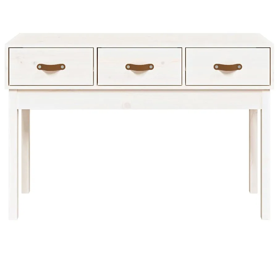Table console Blanc 114x40x75 cm Bois massif de pin - 3