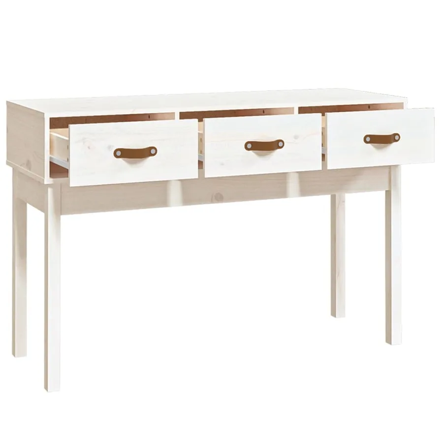 Table console Blanc 114x40x75 cm Bois massif de pin - 4