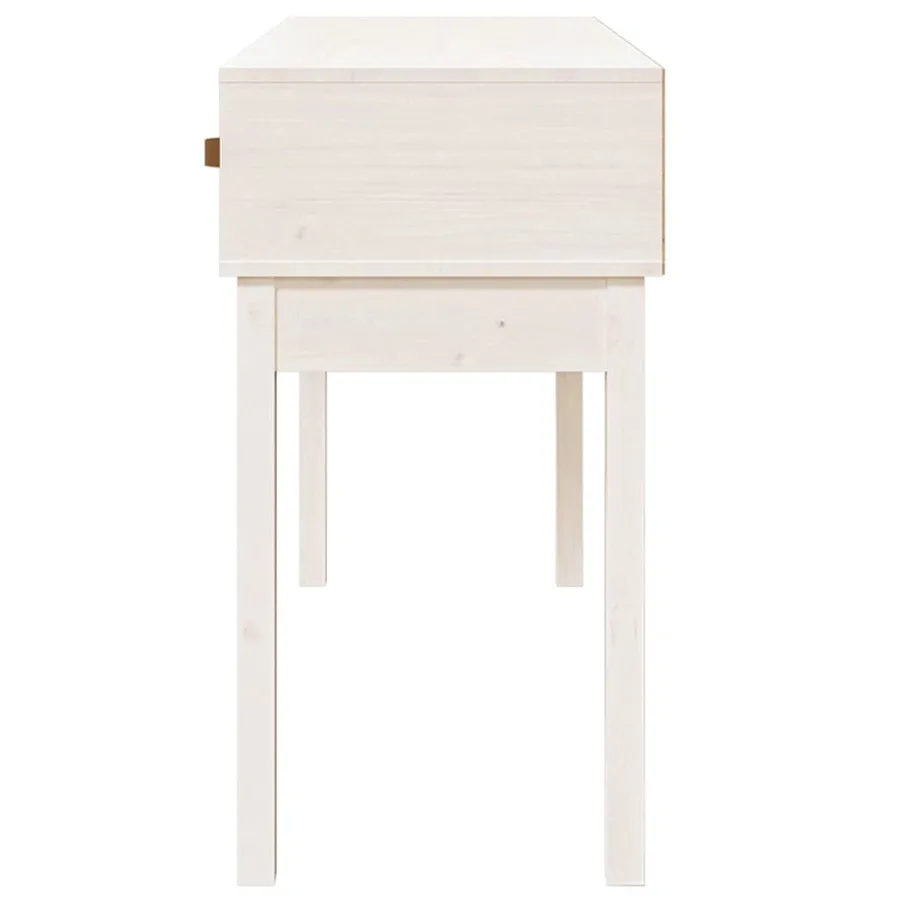 Table console Blanc 114x40x75 cm Bois massif de pin - 5