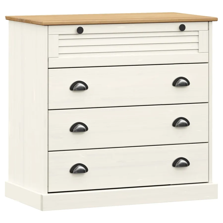 Commode VIGO blanc 80x40x76 cm bois massif de pin - 2