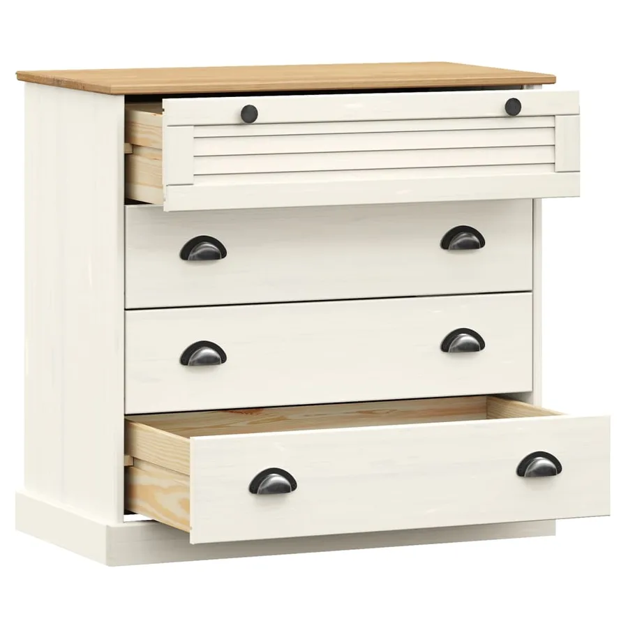Commode VIGO blanc 80x40x76 cm bois massif de pin - 5