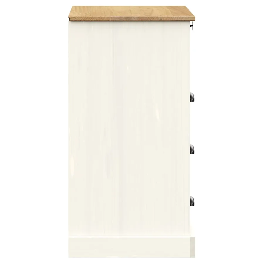 Commode VIGO blanc 80x40x76 cm bois massif de pin - 6