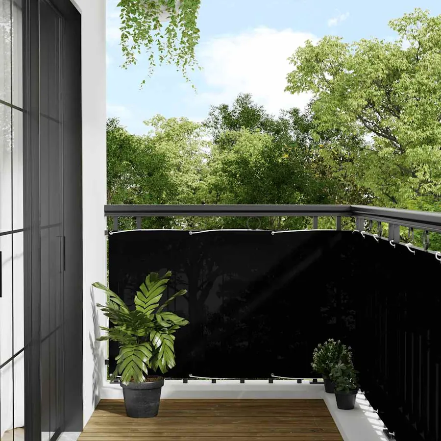 Écran de balcon noir 90x1000 cm 100% polyester oxford