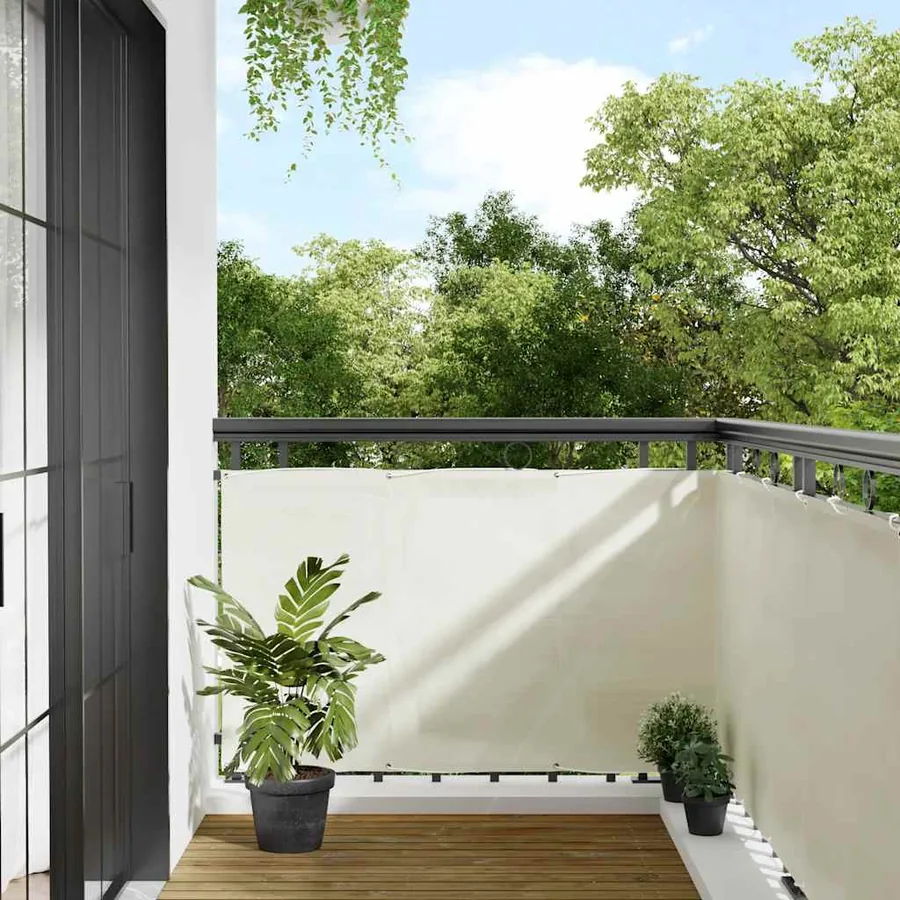 Écran de balcon crème 90x700 cm 100% polyester oxford