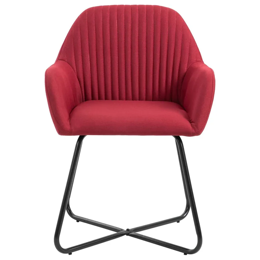 Chaises à manger lot de 2 rouge bordeaux tissu - 3