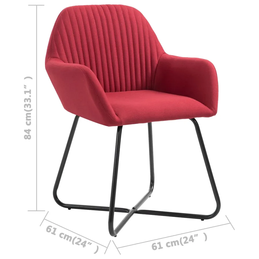 Chaises à manger lot de 2 rouge bordeaux tissu - 8